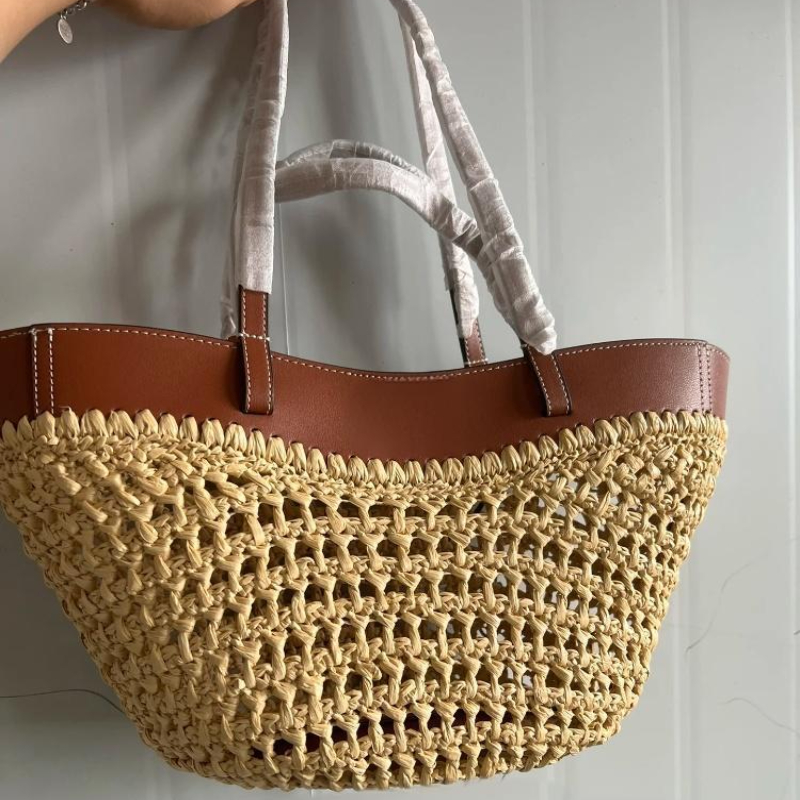 Crochet Bag Raffia - Marca oco tecido saco de praia