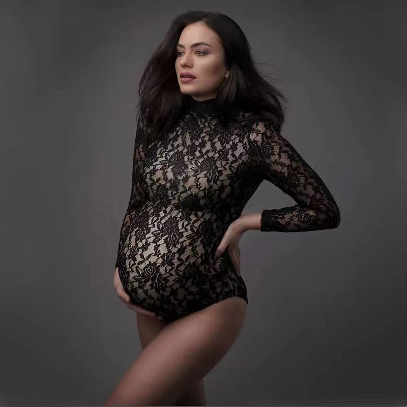 Romper Floral Print - Elástico renda maternidade fotografia adereços macacão,
