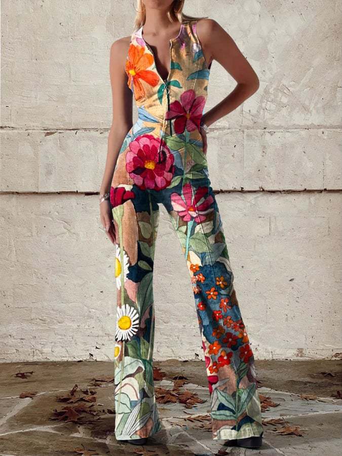 Romper Floral Print - Macacão Feminino de Moda com Cintura