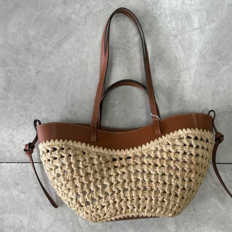 Marca oco tecido saco de praia - Crochet Bag Raffia avaliação e preço