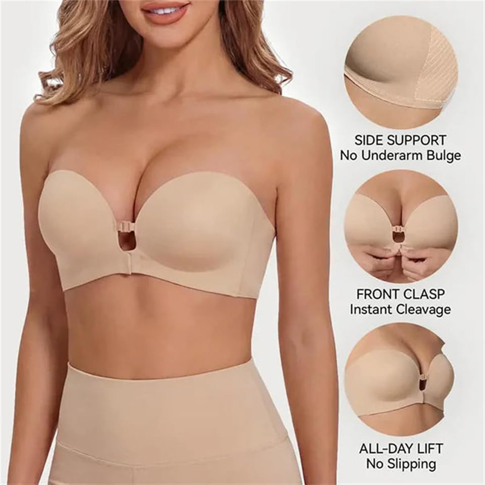 Sutiã sem alças com fecho fron - Bralette Triangle Set avaliação e preço