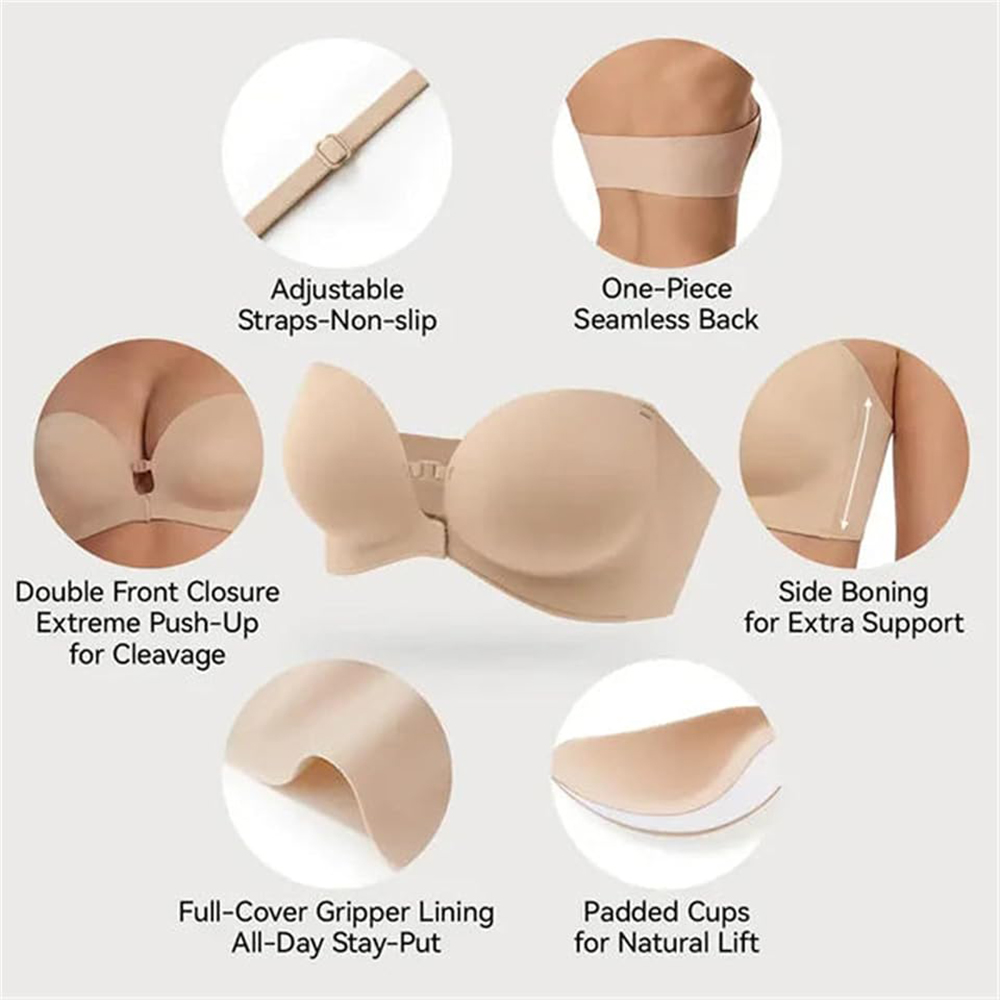 Sutiã sem alças com fecho fron - Bralette Triangle Set avaliação e preço