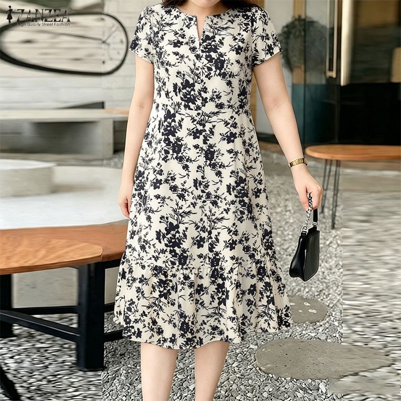 ZANZEA Vestido midi feminino e - Romper Floral Print avaliação e preço