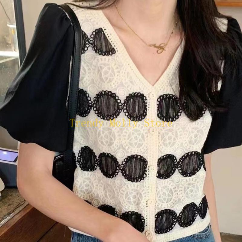N5KB Mulheres crochê vintage C - Crop Top Crochet avaliação e preço